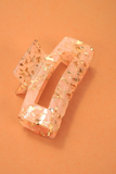 off white glitter rectangle hair claw