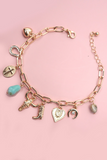 Gold Charm Bracelet-western Boot Bullhead Stone