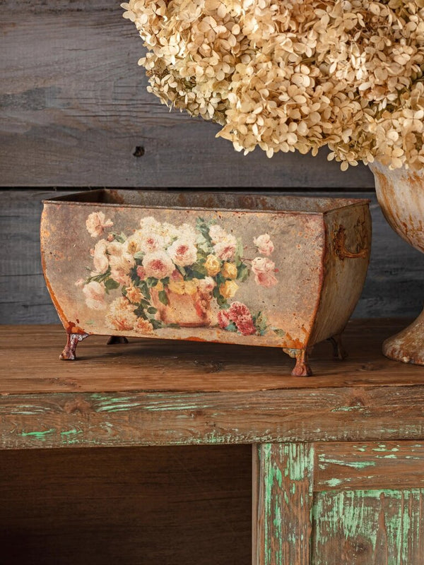 Old Rose Rectangle Tole Container