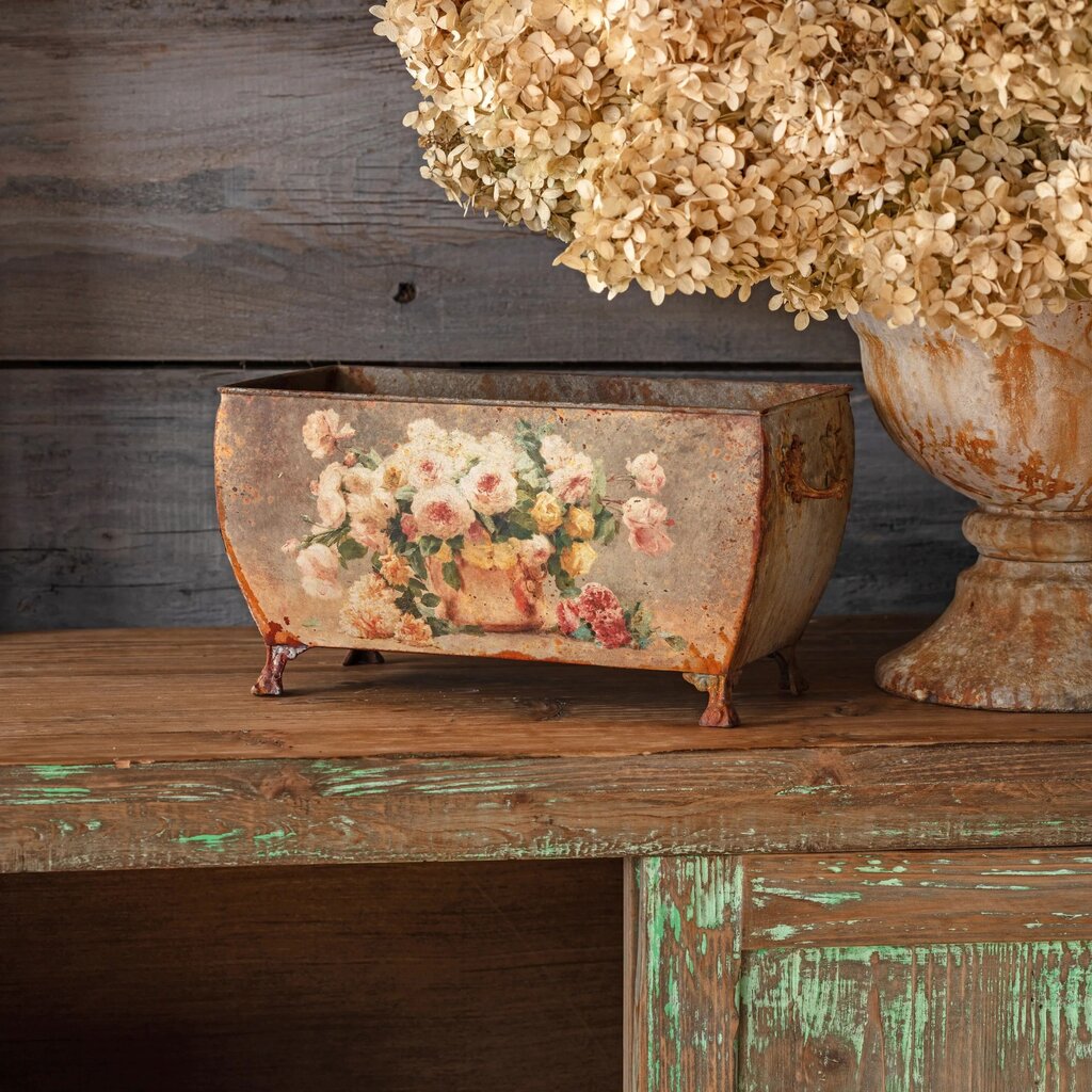 Old Rose Rectangle Tole Container