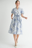 Blue Floral Belted Dress