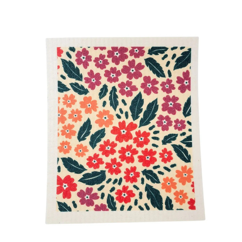 summer flower patterned swedish dishcloth