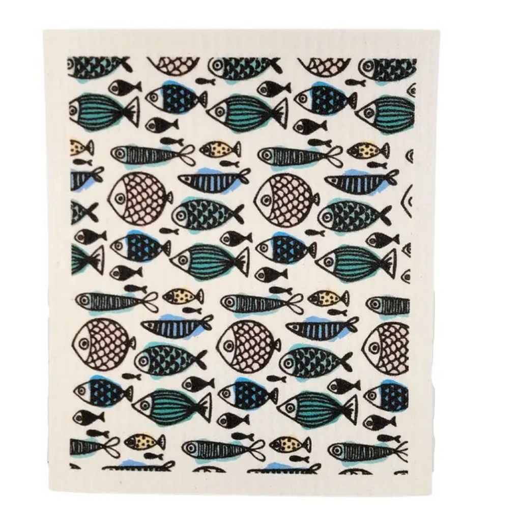 summer fish pattern swedish dishcloth