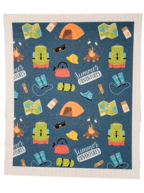 summer adventures collage swedish dishcloth