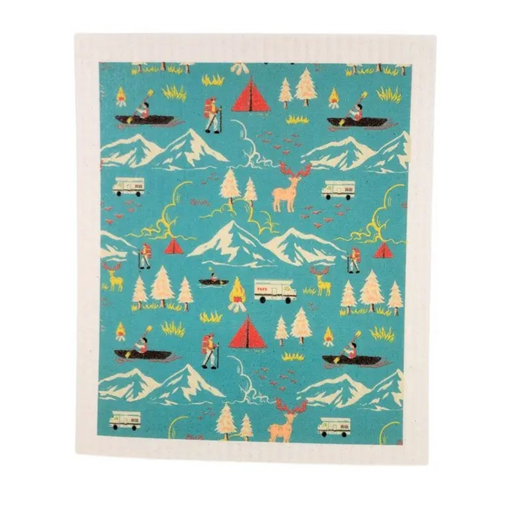 summer camping collage swedish dishcloth