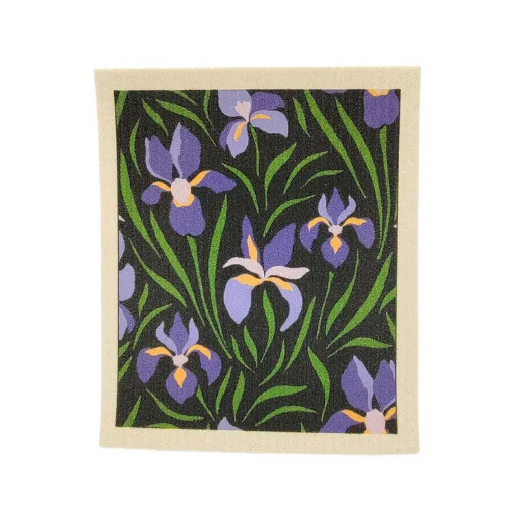 purple lily pattern swedish dishcloth