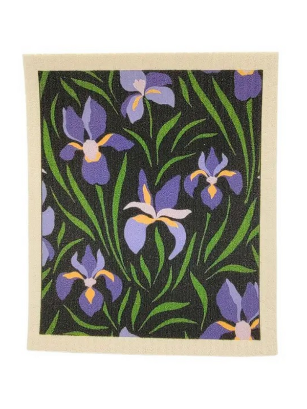 purple lily pattern swedish dishcloth