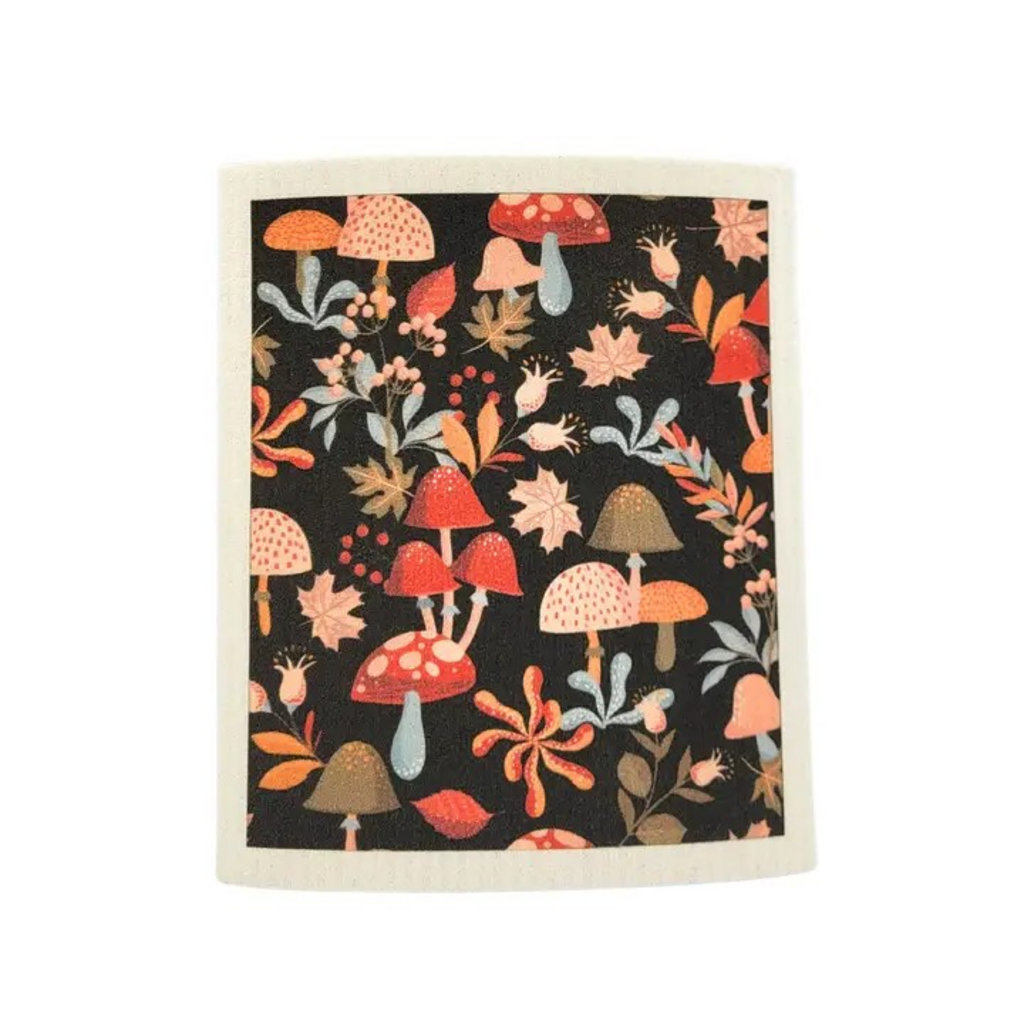 fall mushroom patters swedish dishcloth