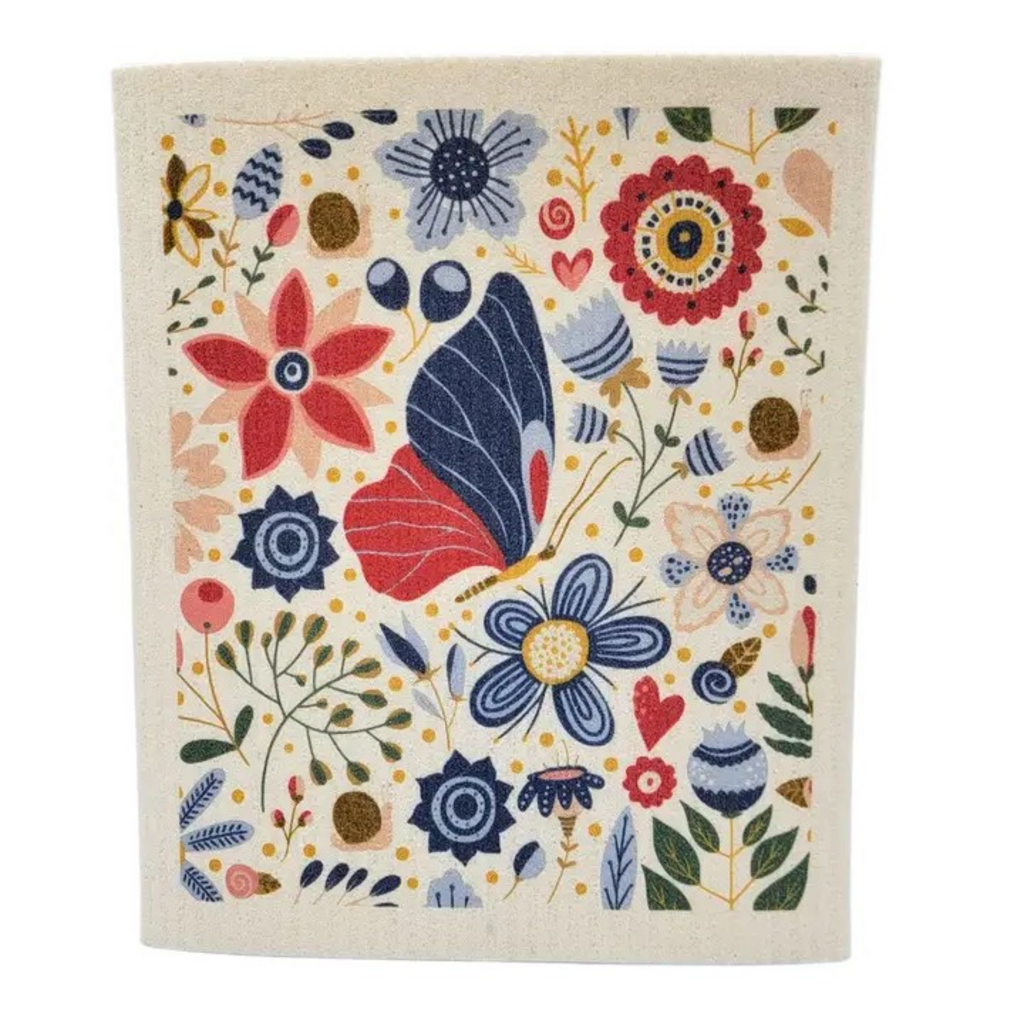 spring garden flowers swedish dishcloth