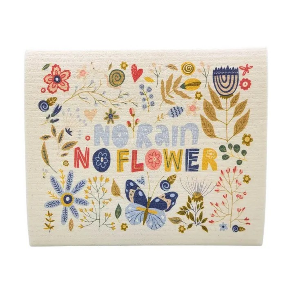 no rain no flowers spring swedish dishcloth