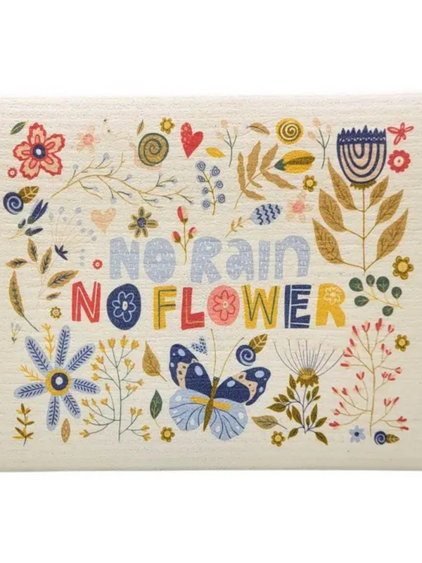 no rain no flowers spring swedish dishcloth