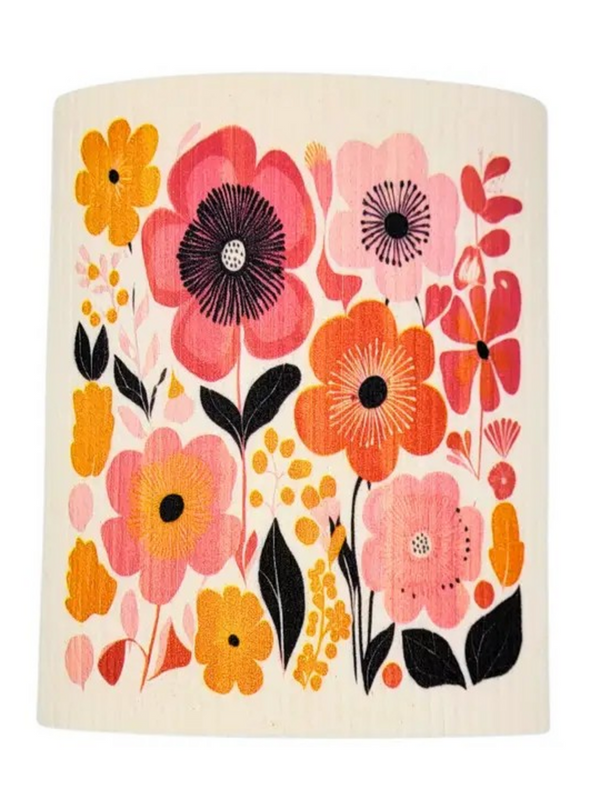 summer flower garden swedish dishcloth