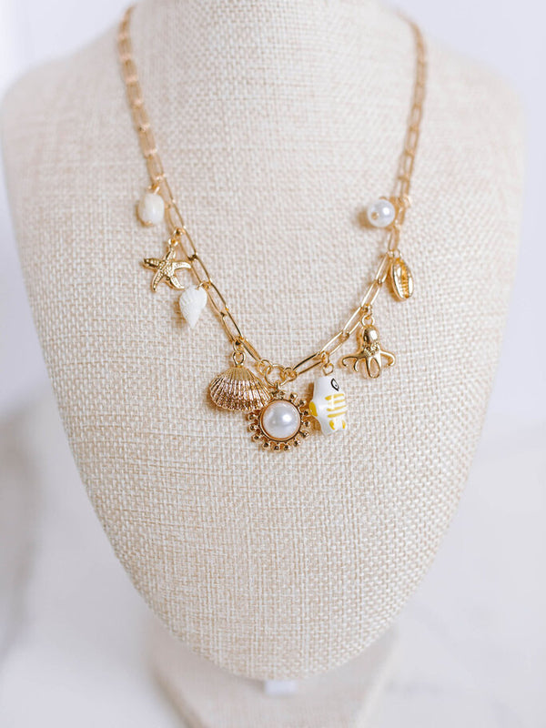 Fisherman Toile Charm Necklace