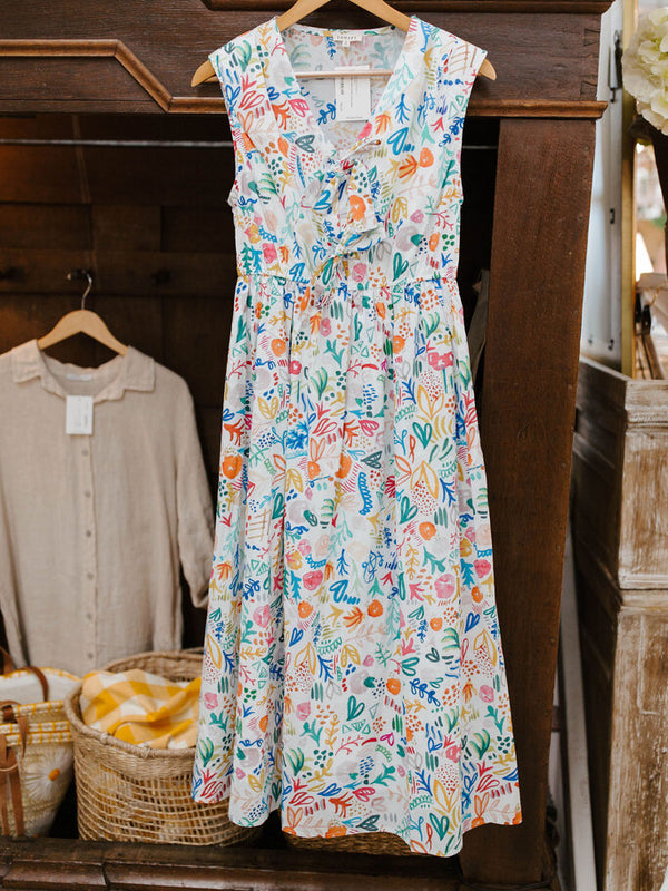 Colorful Print Bow Tie Dress