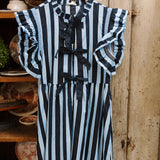 navy blue striped dress