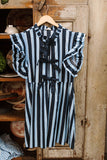 navy blue striped dress