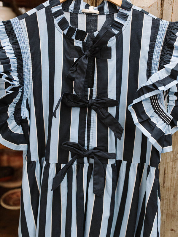 navy blue striped dress