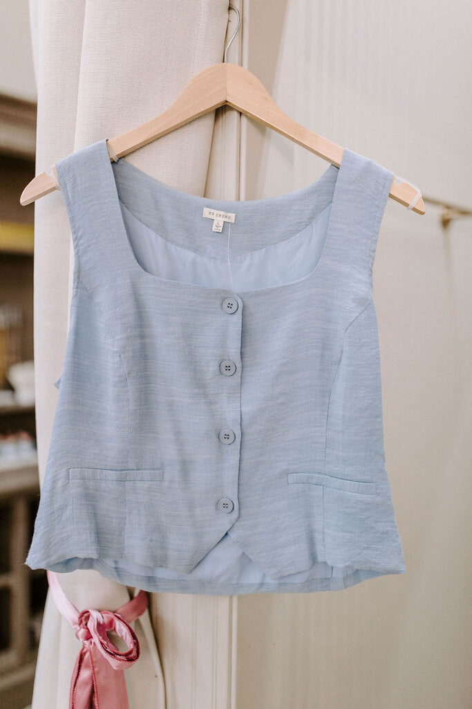 light blue Sleeveless Square Neck Vest