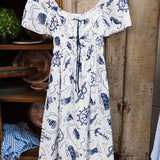 ivory printed midi dress