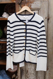 ivory & navy striped sweater cardigan