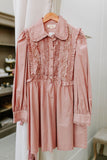 blush ruffle trim mini dress