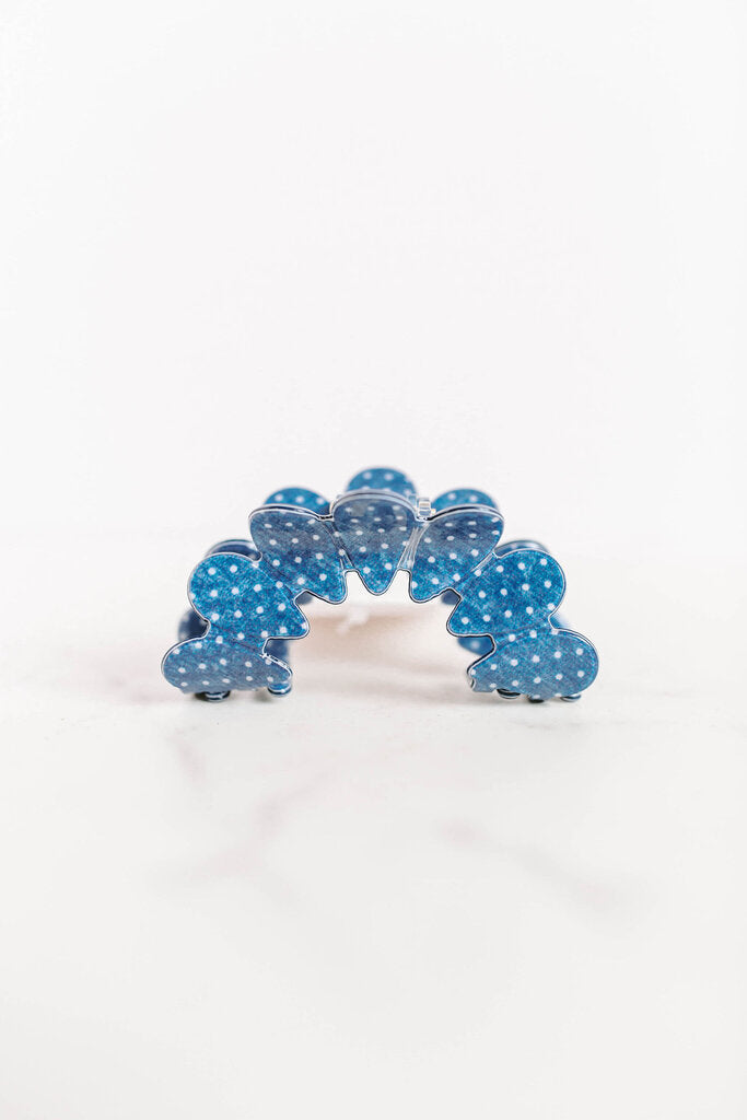 polka dot half moon scalloped hair claw