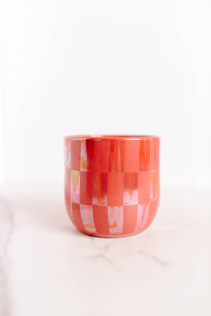 iridescent checked cactus flower candle