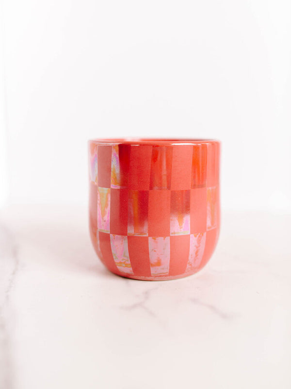 iridescent checked cactus flower candle