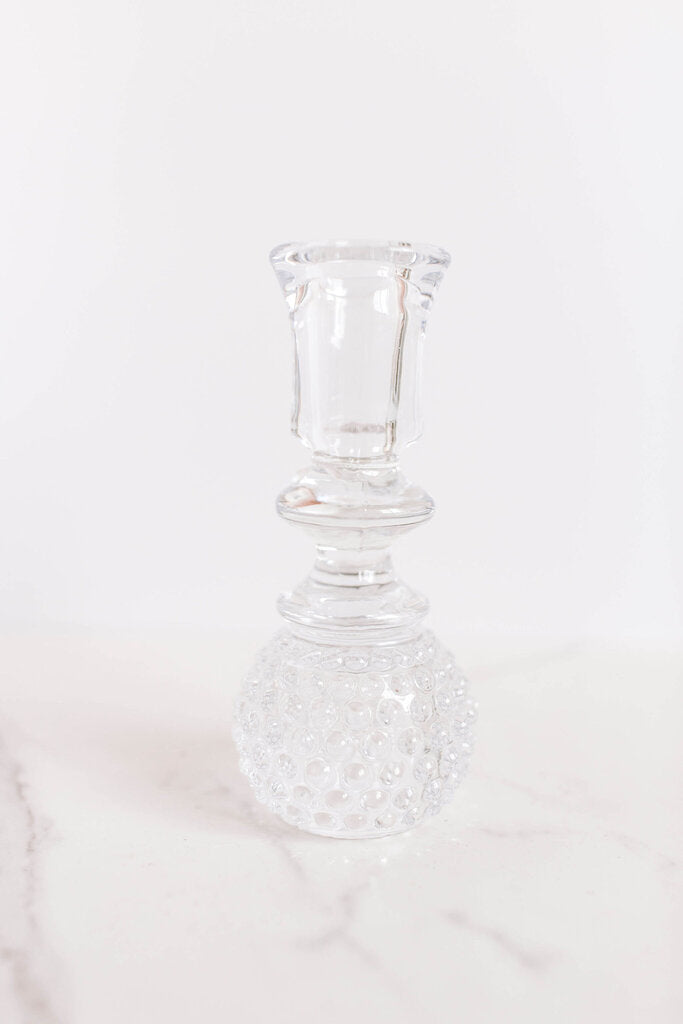 clear hobnail tealight/taper holder