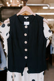 black tailored button vest