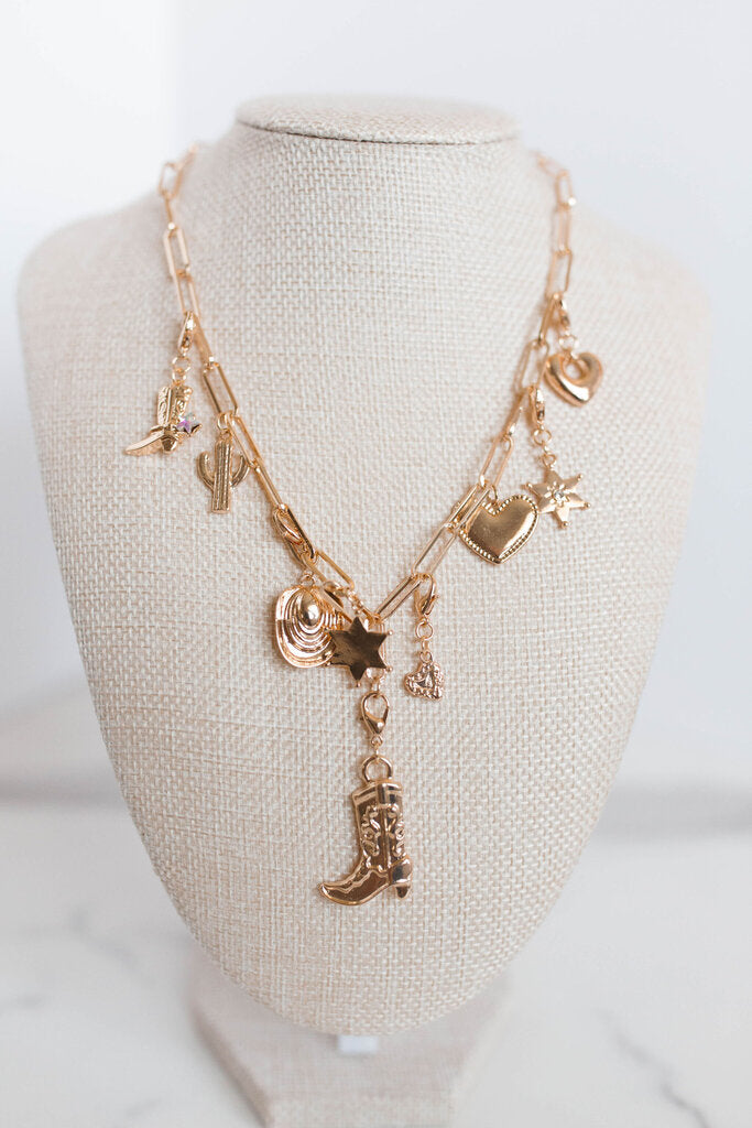 Interchanable Western Boot Hat Charm Necklace