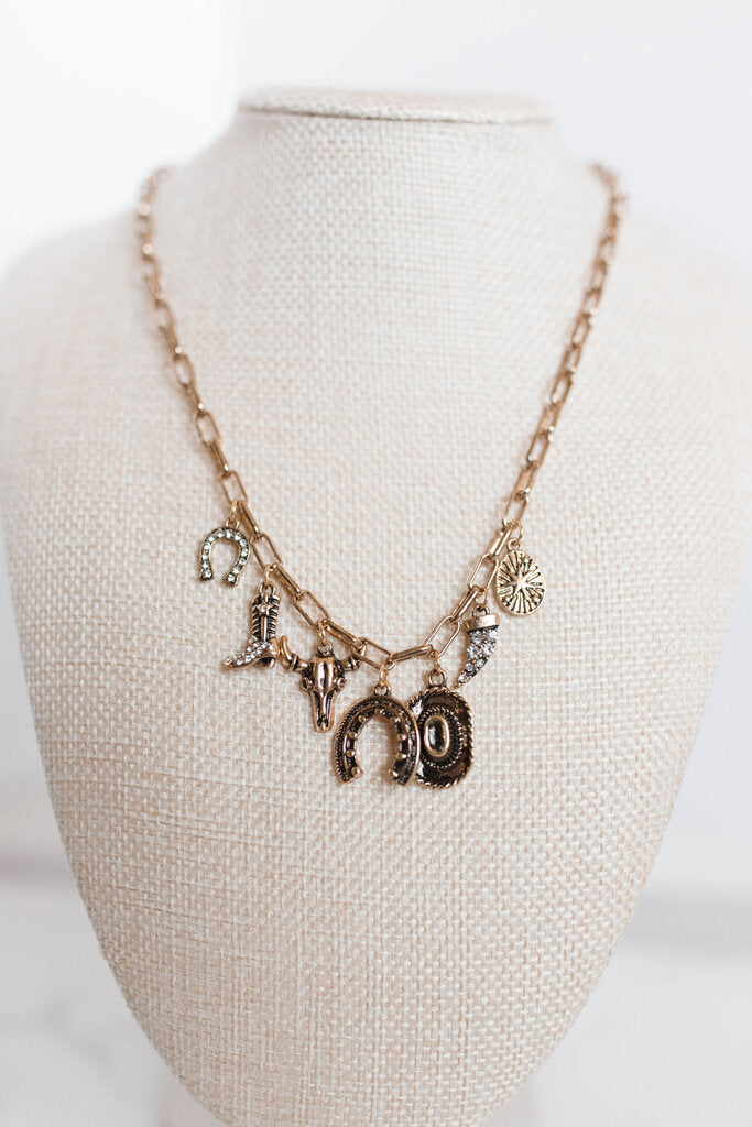 Charm Necklace-western Hat Horseshoe Boot