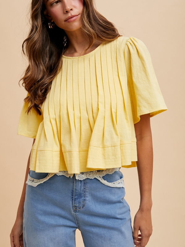 butter flutter sleeve pintuck blouse