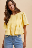 butter flutter sleeve pintuck blouse