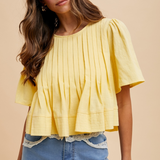 butter flutter sleeve pintuck blouse