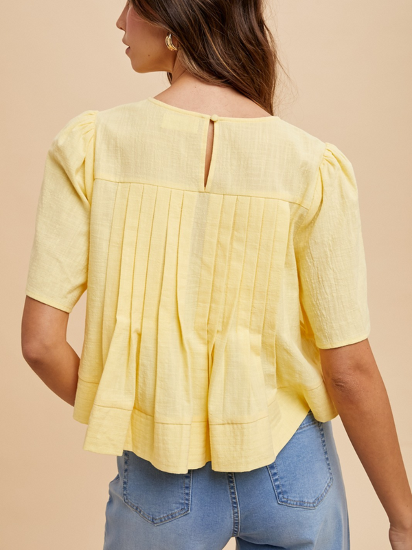 butter flutter sleeve pintuck blouse