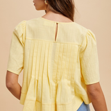butter flutter sleeve pintuck blouse
