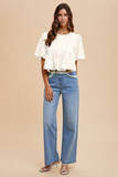 ivory flutter sleeve pintuck blouse