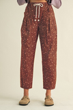 espresso ditsy print drawstring loose leg pants