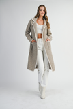 heather gray knit lapel collar with contrast trim