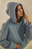 vintage denim embroidered classic fleece hoodie