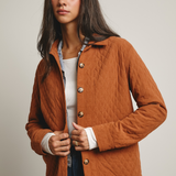 chestnut diamond quilted corduroy button up jacket