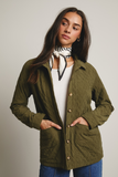 olive diamond quilted corduroy button up jacket