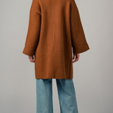 brown western contrast stitch boho coat