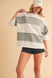 white and heather gray color block top