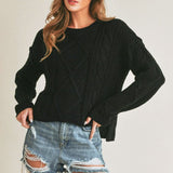 black round neck knit sweater