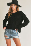 black round neck knit sweater