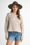 wheat round neck knit sweater