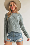 heather gray round neck knit sweater