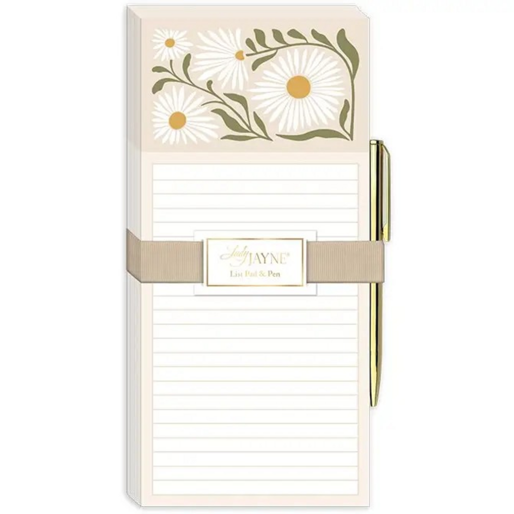 Magnetic List Pad with Pen Flower Market Daisy